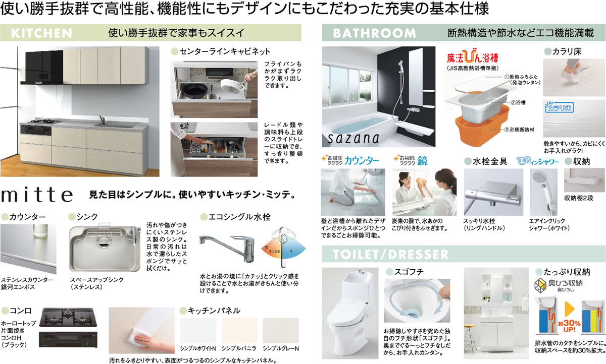 使い勝手抜群で高性能、機能性にもデザインにもこだわった充実の基本仕様