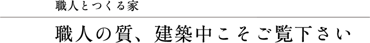 職人とつくる家　職人の質、建築中こそご覧下さい