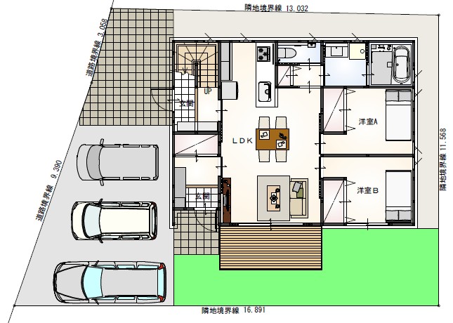 43坪｜2LDK＋1LDK（二世帯）