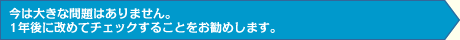 今は大きな問題はありません。1年後に改めてチェックすることをお勧めします。